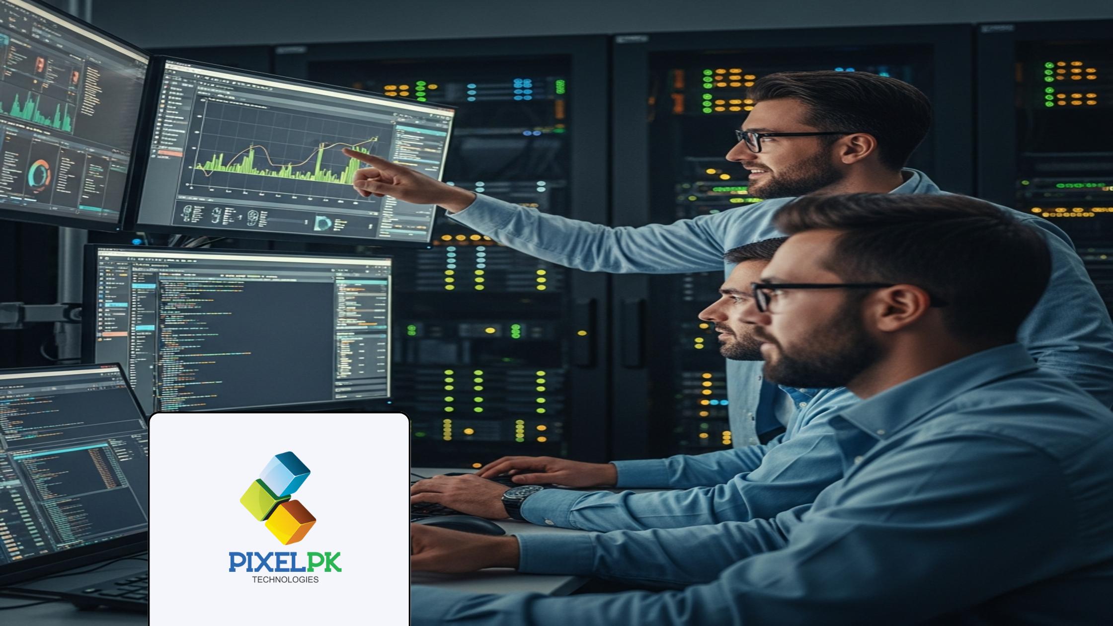 Professional engineers managing AI/ML Cloud Deployment, monitoring systems in a modern data center.