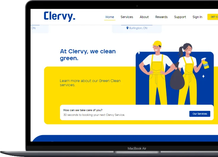 Green Clean — “30 seconds to booking your next Clervy service.”