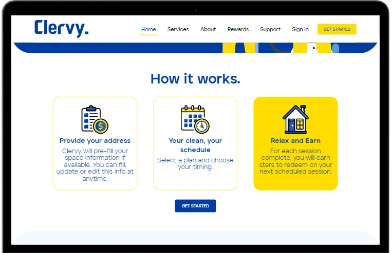 Clervy “How it works” — provide your address, choose your schedule, relax and earn