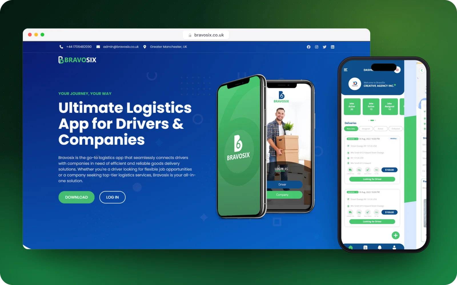 BravoSix website and company app