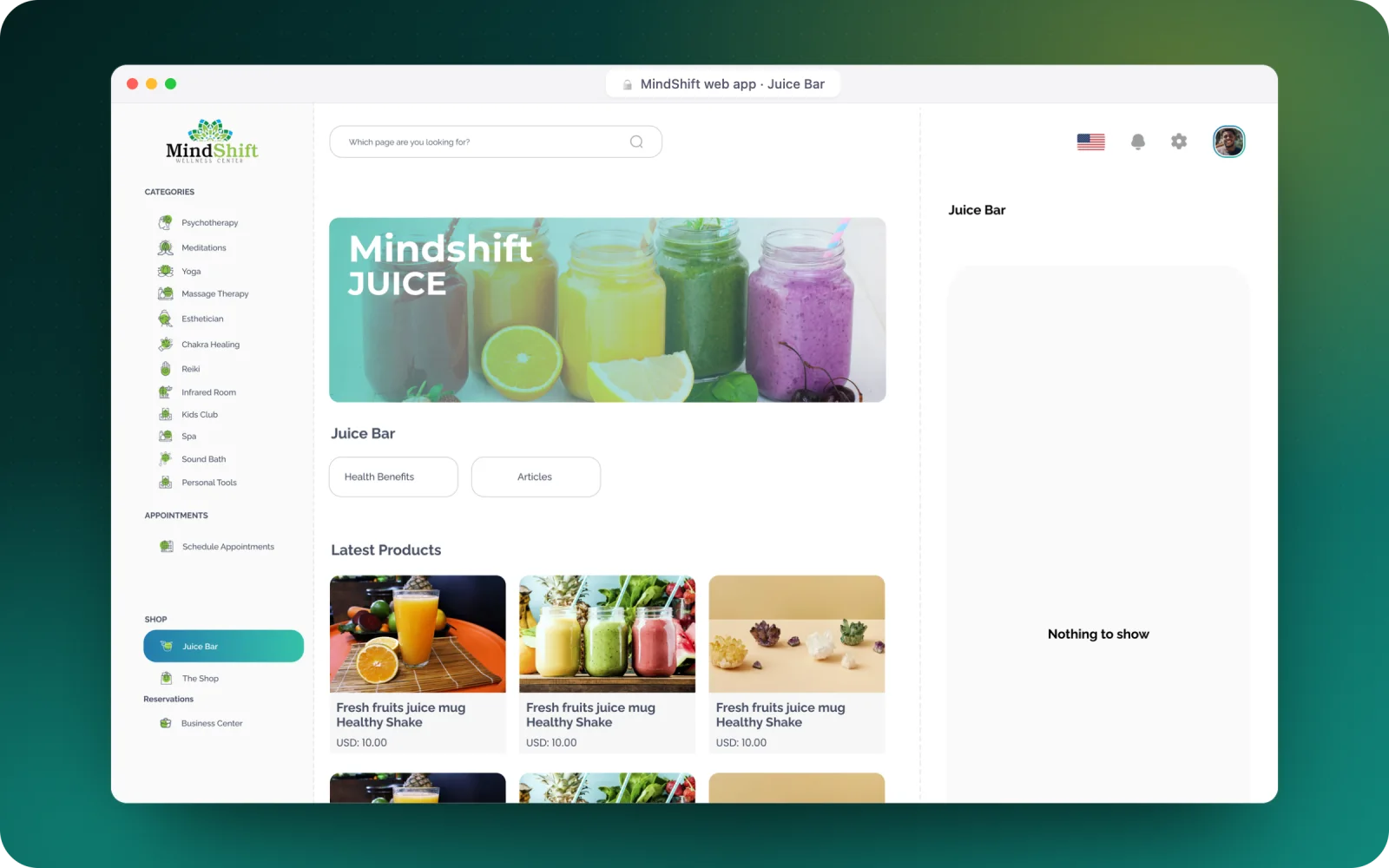MindShift Juice Bar — latest products (dummy data)